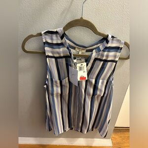 NWT Joie Sheer Sleeveless Top w/ Blue Stripes Sz XS